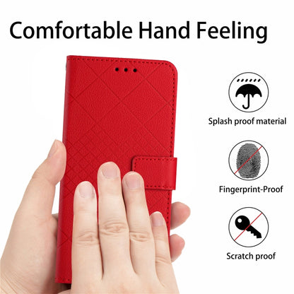 For iPhone SE 2024 Rhombic Grid Texture Leather Phone Case(Red) - More iPhone Cases by buy2fix | Online Shopping UK | buy2fix