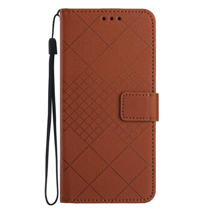 For iPhone SE 2024 Rhombic Grid Texture Leather Phone Case(Brown) - More iPhone Cases by buy2fix | Online Shopping UK | buy2fix