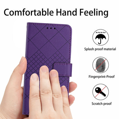 For iPhone 16 Pro Max Rhombic Grid Texture Leather Phone Case(Purple) - iPhone 16 Pro Max Cases by buy2fix | Online Shopping UK | buy2fix