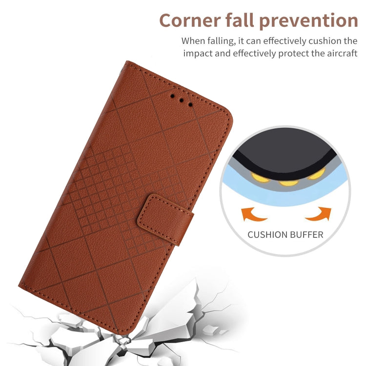 For iPhone 16 Pro Max Rhombic Grid Texture Leather Phone Case(Brown) - iPhone 16 Pro Max Cases by buy2fix | Online Shopping UK | buy2fix