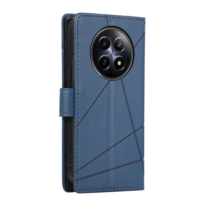 For Realme 12 5G PU Genuine Leather Texture Embossed Line Phone Case(Blue) - Realme Cases by buy2fix | Online Shopping UK | buy2fix