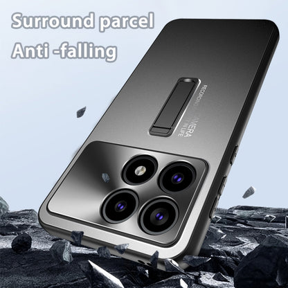 For Xiaomi Redmi K70 Frosted Metal Hybrid TPU Holder Phone Case(Silver) - K70 Cases by buy2fix | Online Shopping UK | buy2fix