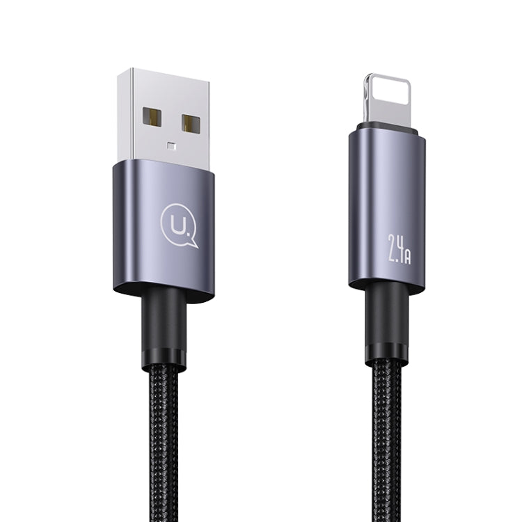 USAMS US-SJ669 USB To 8 Pin 2.4A Fast Charge Data Cable, Length: 2m(Black) - Normal Style Cable by USAMS | Online Shopping UK | buy2fix