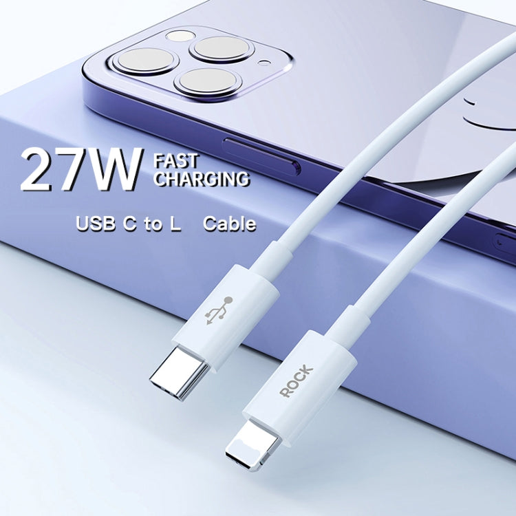 ROCK Simple Series 1m 27W USB-C / Type-C to 8 Pin Fast Charging Data Cable(White) - 2 in 1 Cable by ROCK | Online Shopping UK | buy2fix