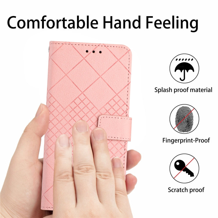 For Xiaomi Redmi Note 13 Pro 4G Global Rhombic Grid Texture Leather Phone Case(Pink) - Note 13 Pro Cases by buy2fix | Online Shopping UK | buy2fix