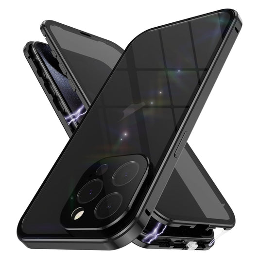 For iPhone 15 Pro Max Anti-peeping Magnetic Double-sided Tempered Glass Phone Case(Black) - iPhone 15 Pro Max Cases by buy2fix | Online Shopping UK | buy2fix