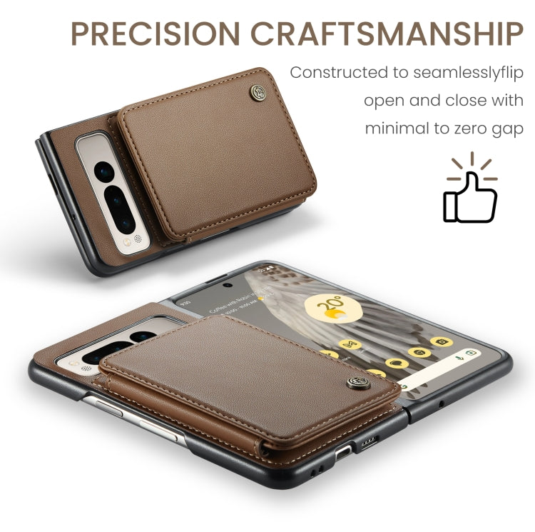 For Google Pixel Fold CaseMe C22 PC+TPU Business Style RFID Anti-theft Leather Phone Case(Brown) - Google Cases by CaseMe | Online Shopping UK | buy2fix