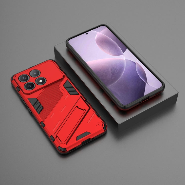 For Xiaomi Redmi K70 5G Punk Armor 2 in 1 PC + TPU Phone Case with Holder(Red) - K70 Cases by buy2fix | Online Shopping UK | buy2fix