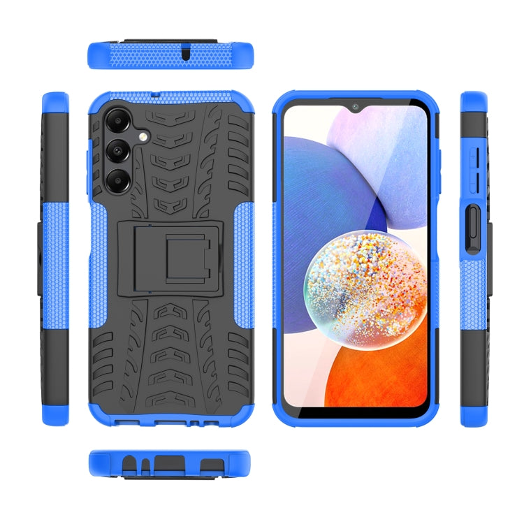 For Samsung Galaxy A15 Tire Texture TPU + PC Phone Case with Holder(Blue) - Galaxy Phone Cases by buy2fix | Online Shopping UK | buy2fix