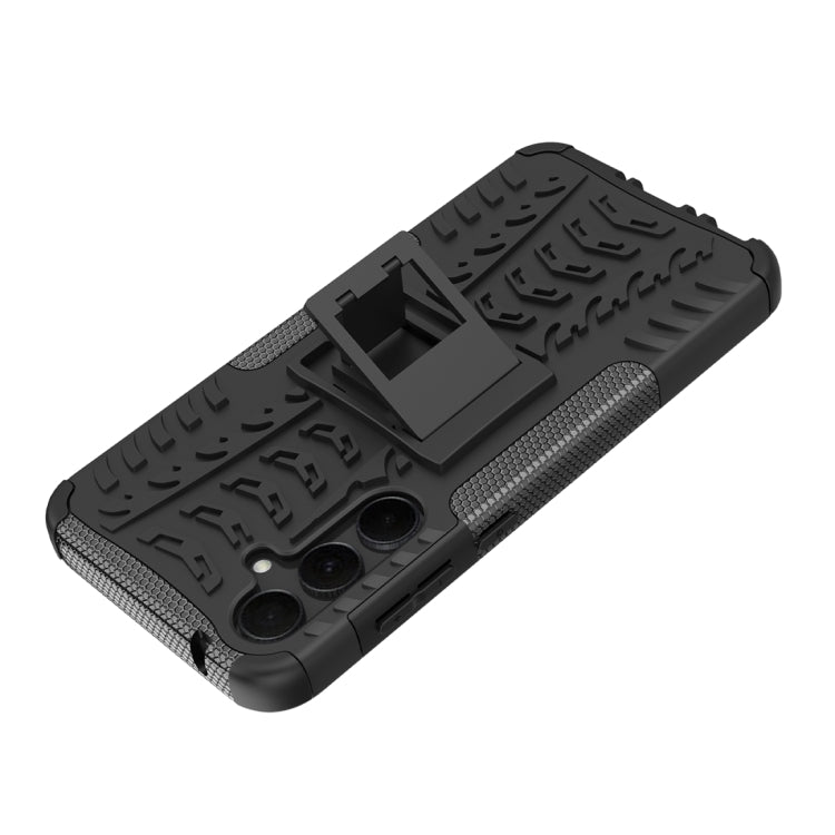 For Samsung Galaxy A35 5G Tire Texture TPU + PC Phone Case with Holder(Black) - Galaxy Phone Cases by buy2fix | Online Shopping UK | buy2fix