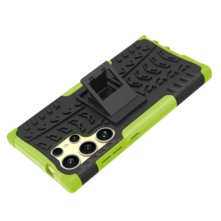 For Samsung Galaxy S24 Ultra 5G Tire Texture TPU + PC Phone Case with Holder(Green) - Galaxy S24 Ultra 5G Cases by buy2fix | Online Shopping UK | buy2fix