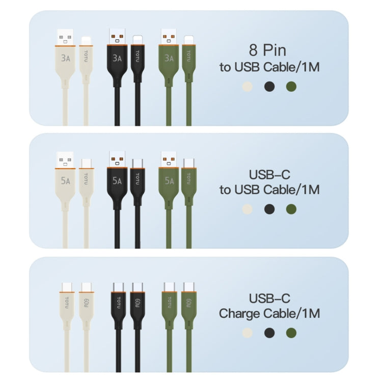 TOTU CB-6-L 15W USB to 8 Pin Silicone Data Cable, Length: 1m(Beige) - Normal Style Cable by TOTUDESIGN | Online Shopping UK | buy2fix