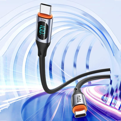 TOTU CB-7-CC 100W USB-C / Type-C to Type-C Digital Display Fast Charging Silicone Cable, Length: 1m(Black) - USB-C & Type-C Cable by TOTUDESIGN | Online Shopping UK | buy2fix