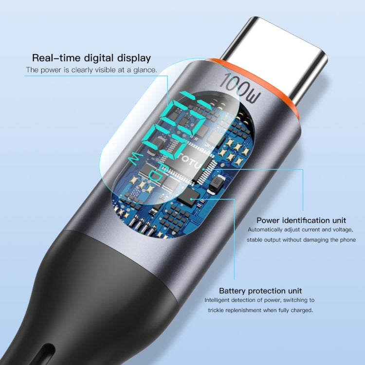 TOTU CB-7-CC 100W USB-C / Type-C to Type-C Digital Display Fast Charging Silicone Cable, Length: 1m(Orange) - USB-C & Type-C Cable by TOTUDESIGN | Online Shopping UK | buy2fix