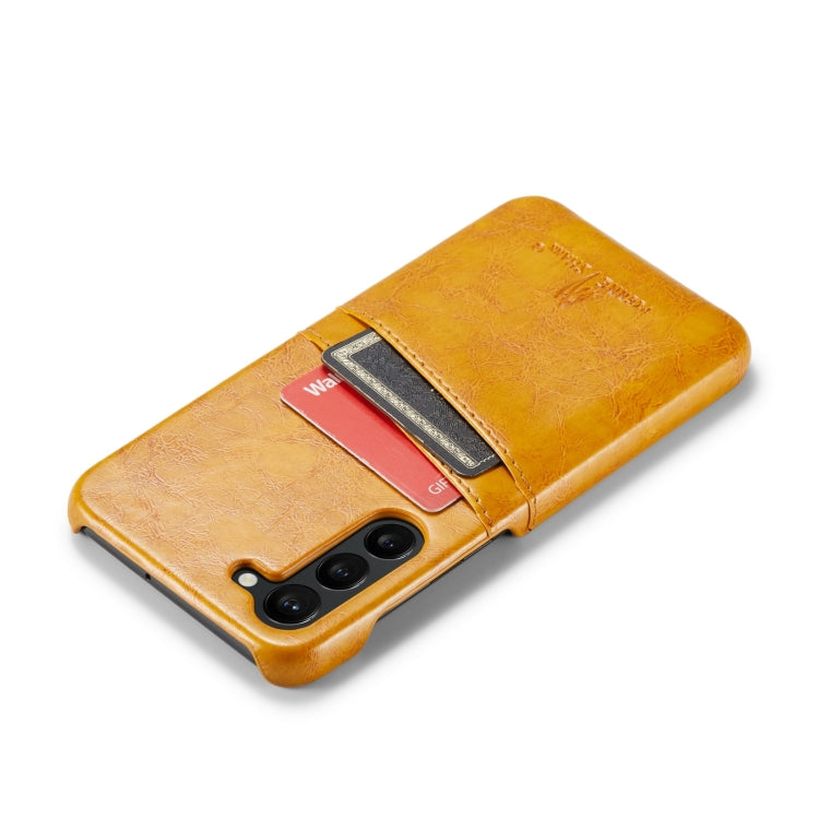 For Samsung Galaxy S24 5G Fierre Shann Oil Wax Texture Leather Phone Case with Card Slots(Yellow) - Galaxy S24 5G Cases by FIERRE SHANN | Online Shopping UK | buy2fix