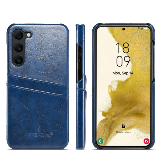 For Samsung Galaxy S24 5G Fierre Shann Oil Wax Texture Leather Phone Case with Card Slots(Blue) - Galaxy S24 5G Cases by FIERRE SHANN | Online Shopping UK | buy2fix