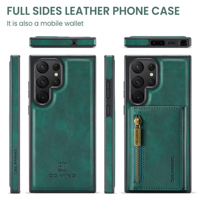 For Samsung Galaxy S22 Ultra DG.MING M5 Series Zip RFID Multi Card Detachable Leather Phone Case(Green) - Galaxy S22 Ultra 5G Cases by DG.MING | Online Shopping UK | buy2fix