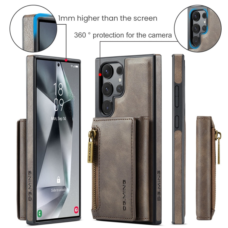 For Samsung Galaxy S24 Ultra 5G DG.MING M5 Series Zip RFID Multi Card Detachable Leather Phone Case(Coffee) - Galaxy S24 Ultra 5G Cases by DG.MING | Online Shopping UK | buy2fix