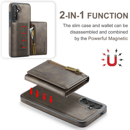 For Samsung Galaxy S24 FE 5G DG.MING M5 Series Zip RFID Multi Card Detachable Leather Phone Case(Coffee) - Galaxy S24 FE 5G Cases by DG.MING | Online Shopping UK | buy2fix