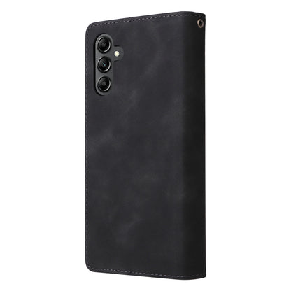 For Samsung Galaxy A15 5G Multifunctional Frosted Zipper Wallet Leather Phone Case(Black) - Galaxy Phone Cases by buy2fix | Online Shopping UK | buy2fix