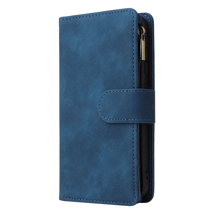 For Samsung Galaxy S23+ 5G Multifunctional Frosted Zipper Wallet Leather Phone Case(Blue) - Galaxy S23+ 5G Cases by buy2fix | Online Shopping UK | buy2fix