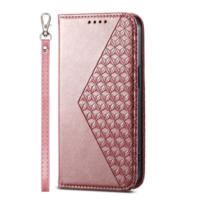 For Google Pixel 9 Cubic Grid Calf Texture Magnetic Leather Phone Case(Rose Gold) - Google Cases by buy2fix | Online Shopping UK | buy2fix