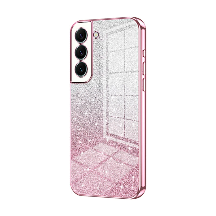 For Samsung Galaxy S22+ 5G Gradient Glitter Powder Electroplated Phone Case(Pink) - Galaxy S22+ 5G Cases by buy2fix | Online Shopping UK | buy2fix