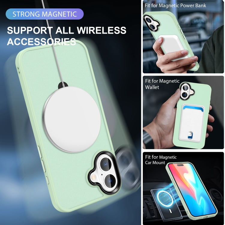 For iPhone 16 Skin-feel MagSafe Holder PC Hybrid TPU Phone Case(Matcha Green) - iPhone 16 Cases by buy2fix | Online Shopping UK | buy2fix