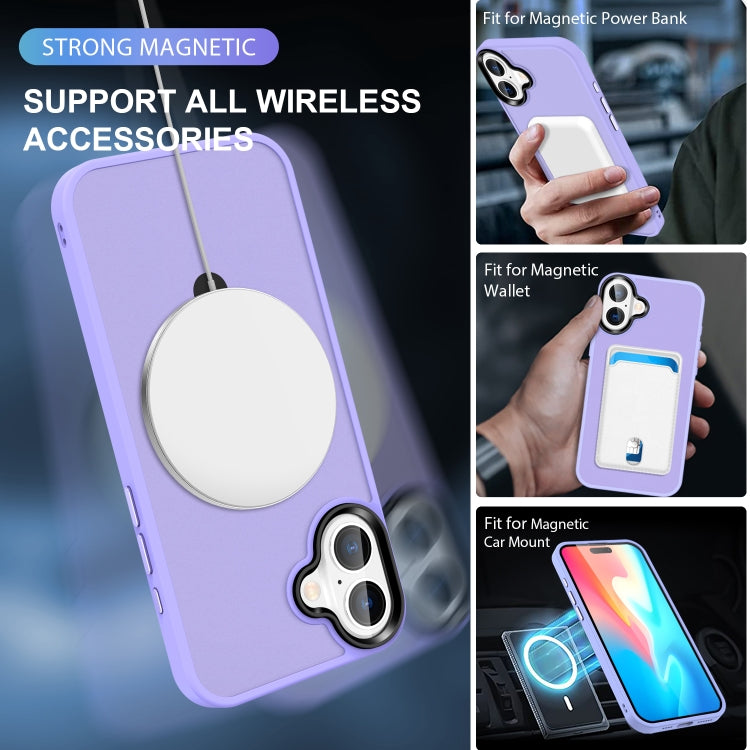 For iPhone 16 Skin-feel MagSafe Holder PC Hybrid TPU Phone Case(Purple) - iPhone 16 Cases by buy2fix | Online Shopping UK | buy2fix