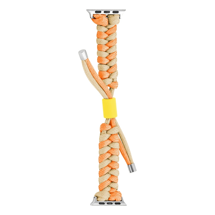 For Apple Watch Ultra 49mm Paracord Fishtail Braided Silicone Bead Watch Band(Orange Yellow) - Watch Bands by buy2fix | Online Shopping UK | buy2fix