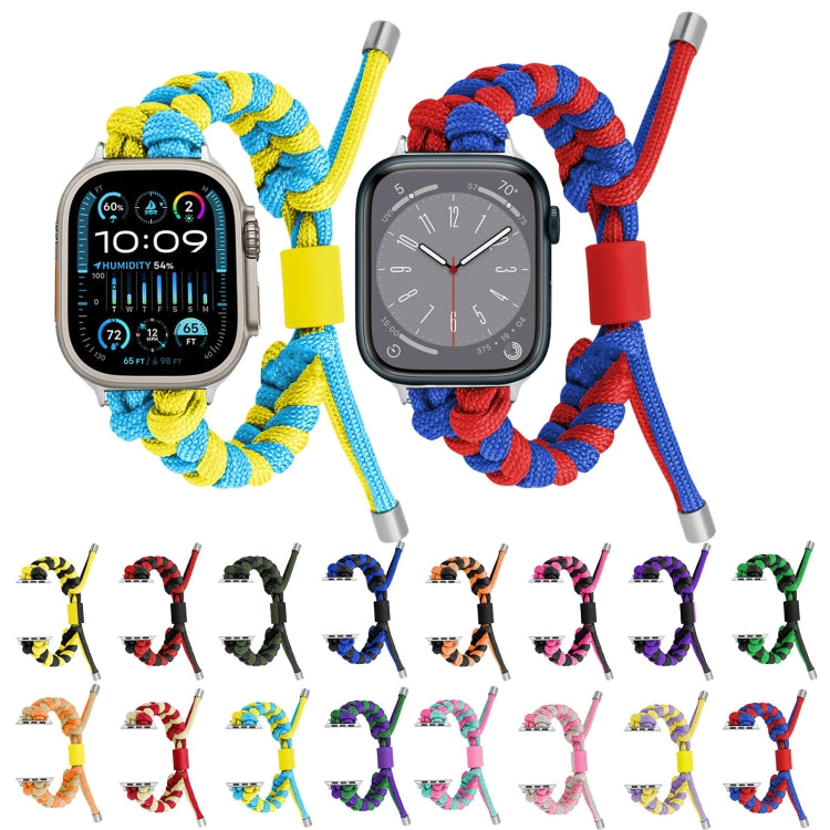 For Apple Watch Ultra 49mm Paracord Fishtail Braided Silicone Bead Watch Band(Blue Red) - Watch Bands by buy2fix | Online Shopping UK | buy2fix