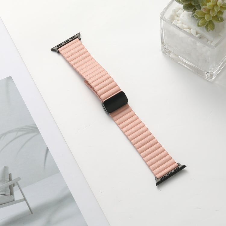 For Apple Watch Series 6 44mm Water Ripple Magnetic Folding Buckle Watch Band, Style: Bold Version(Pink) - Watch Bands by buy2fix | Online Shopping UK | buy2fix