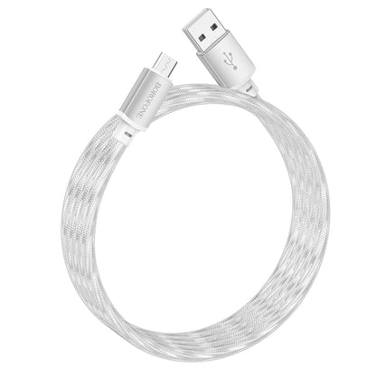 hoco BX95 Vivid 2.4A USB to Micro USB Silicone Charging Data Cable(Silver) - Micro USB Cable by hoco | Online Shopping UK | buy2fix