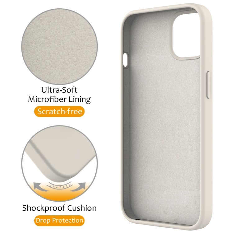 For iPhone 14 Plus MagSafe Magnetic Liquid Silicone Phone Case with Ring Holder(Antique White) - iPhone 14 Plus Cases by buy2fix | Online Shopping UK | buy2fix