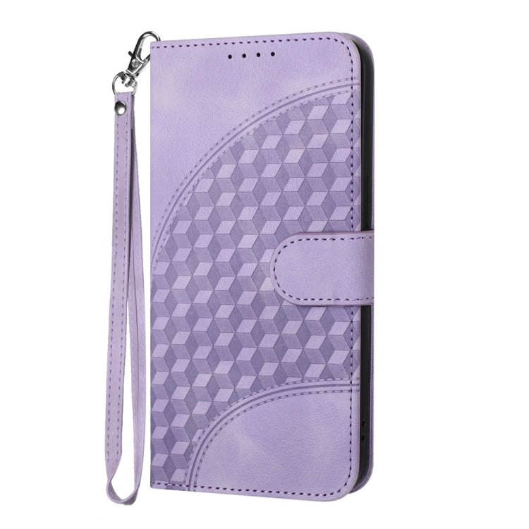 For iPhone 16 Plus YX0060 Elephant Head Embossed Phone Leather Case with Lanyard(Light Purple) - iPhone 16 Plus Cases by buy2fix | Online Shopping UK | buy2fix