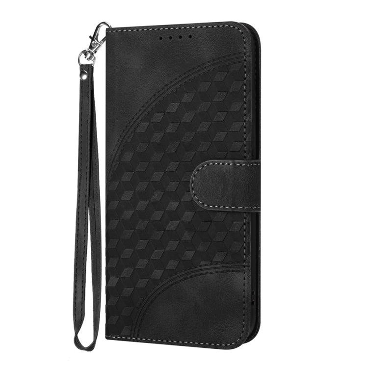 For iPhone 16 YX0060 Elephant Head Embossed Phone Leather Case with Lanyard(Black) - iPhone 16 Cases by buy2fix | Online Shopping UK | buy2fix