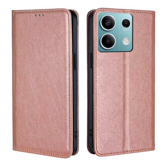 For Xiaomi Redmi Note 13 4G Gloss Oil Solid Color Magnetic Leather Phone Case(Rose Gold) - Note 13 Cases by buy2fix | Online Shopping UK | buy2fix