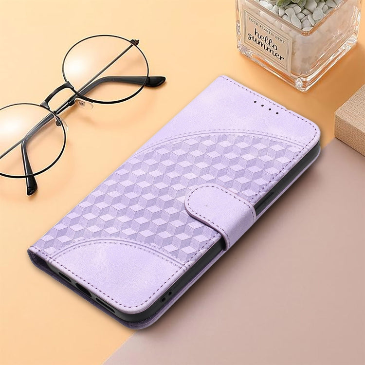 For Realme 12 5G Global YX0060 Elephant Head Embossed Phone Leather Case with Lanyard(Light Purple) - Realme Cases by buy2fix | Online Shopping UK | buy2fix
