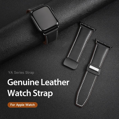 For Apple Watch Ultra 2 49mm DUX DUCIS YA Series Magnetic Buckle Genuine Leather Watch Band(Black) - Watch Bands by DUX DUCIS | Online Shopping UK | buy2fix