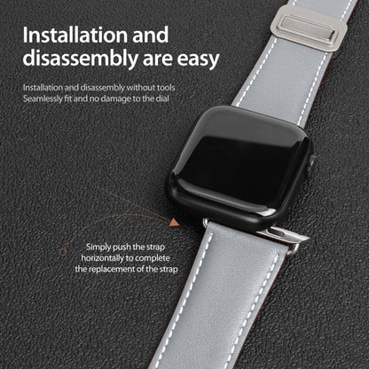 For Apple Watch Series 8 45mm DUX DUCIS YA Series Magnetic Buckle Genuine Leather Watch Band(Grey) - Watch Bands by DUX DUCIS | Online Shopping UK | buy2fix