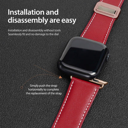 For Apple Watch SE 44mm DUX DUCIS YA Series Magnetic Buckle Genuine Leather Watch Band(Red) - Watch Bands by DUX DUCIS | Online Shopping UK | buy2fix