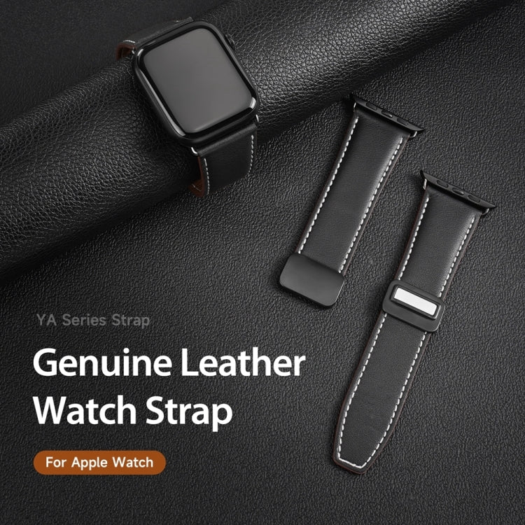 For Apple Watch Series 6 40mm DUX DUCIS YA Series Magnetic Buckle Genuine Leather Watch Band(Black) - Watch Bands by DUX DUCIS | Online Shopping UK | buy2fix