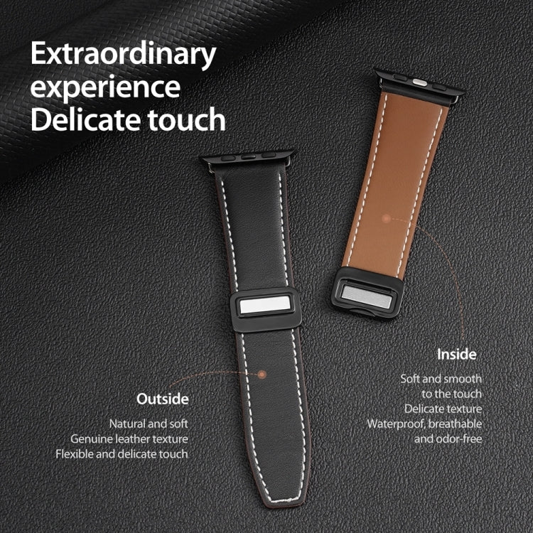 For Apple Watch Series 6 40mm DUX DUCIS YA Series Magnetic Buckle Genuine Leather Watch Band(Black) - Watch Bands by DUX DUCIS | Online Shopping UK | buy2fix