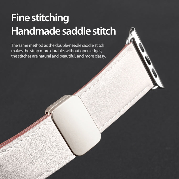 For Apple Watch Series 3 38mm DUX DUCIS YA Series Magnetic Buckle Genuine Leather Watch Band(White) - Watch Bands by DUX DUCIS | Online Shopping UK | buy2fix