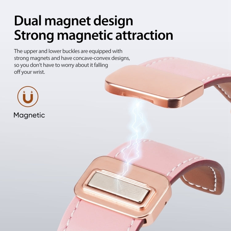 For Apple Watch 42mm DUX DUCIS YA Series Magnetic Buckle Genuine Leather Watch Band(Pink) - Watch Bands by DUX DUCIS | Online Shopping UK | buy2fix