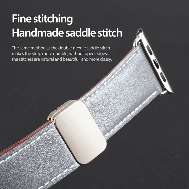 For Apple Watch 38mm DUX DUCIS YA Series Magnetic Buckle Genuine Leather Watch Band(Grey) - Watch Bands by DUX DUCIS | Online Shopping UK | buy2fix