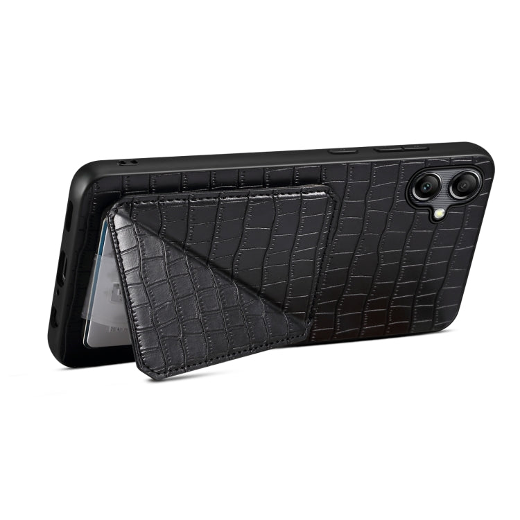 For Samsung Galaxy A20 / A30 Denior Imitation Crocodile Leather Back Phone Case with Holder(Black) - Galaxy Phone Cases by Denior | Online Shopping UK | buy2fix