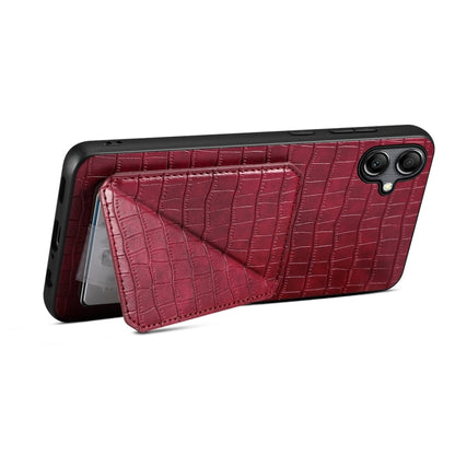 For Samsung Galaxy A20s Denior Imitation Crocodile Leather Back Phone Case with Holder(Rose Red) - Galaxy Phone Cases by Denior | Online Shopping UK | buy2fix