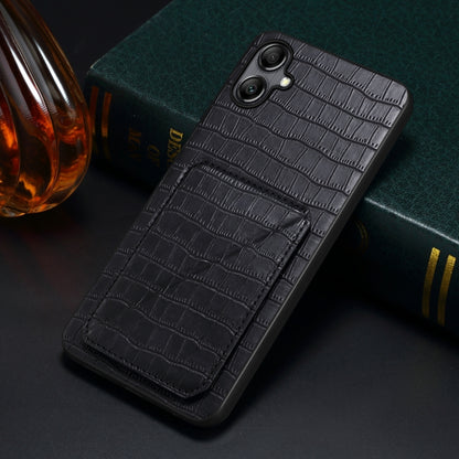 For Samsung Galaxy A24 4G Denior Imitation Crocodile Leather Back Phone Case with Holder(Black) - Galaxy Phone Cases by Denior | Online Shopping UK | buy2fix