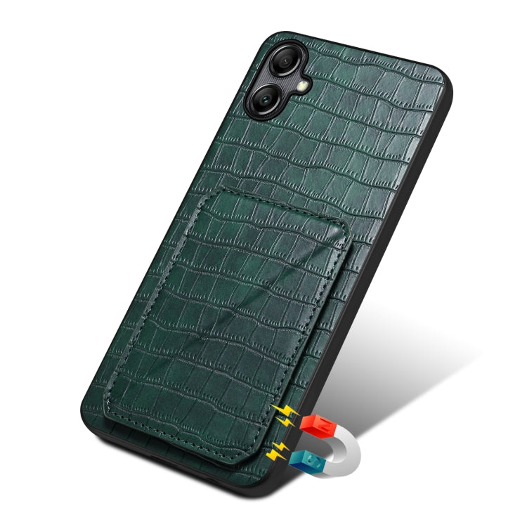 For Samsung Galaxy A24 4G Denior Imitation Crocodile Leather Back Phone Case with Holder(Green) - Galaxy Phone Cases by Denior | Online Shopping UK | buy2fix